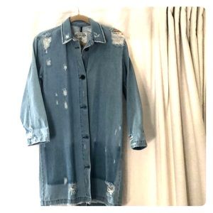 Zara long light denim jacket